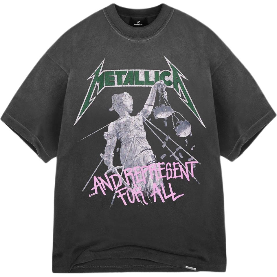 Order REPRESENT x METALLICA Kemeja-T Grafik Hitam Lengan Pendek. MLM4352-230