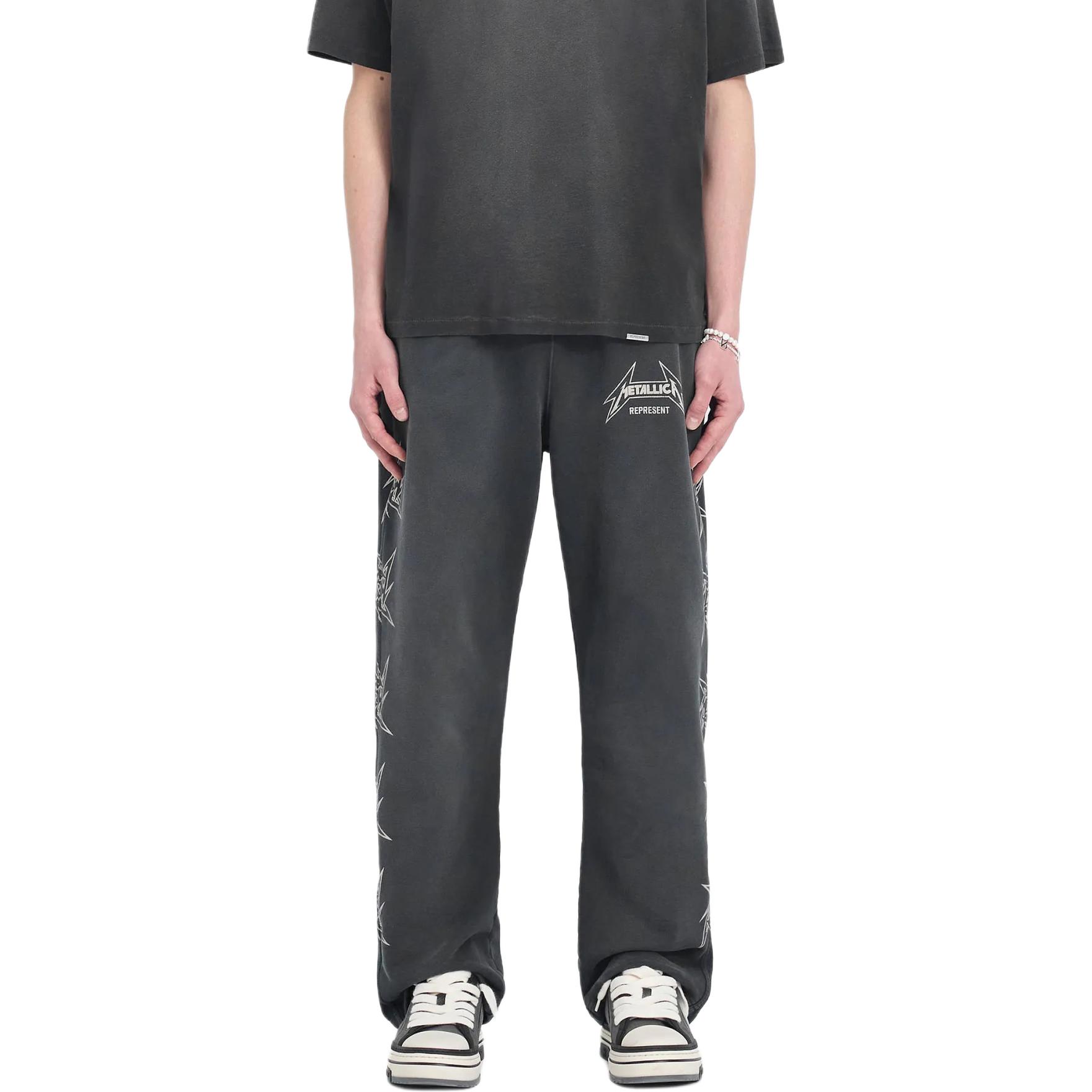 Shop REPRESENT x METALLICA SS24 Seluar Santai Pinggang Getah Hitam Lelaki. MLM4376-230