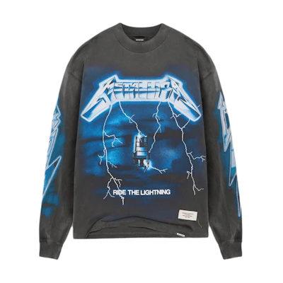REPRESENT METALLICA SS24 Graphic Crewneck Long Sleeve Tee Vintage Grey MLM4384-020