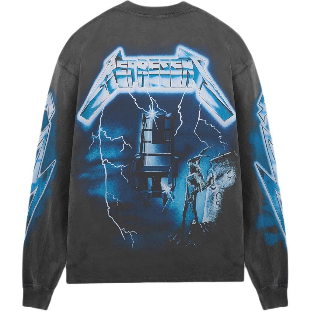 Lookbook REPRESENT x METALLICA SS24 Kemeja Lengan Panjang Grafik Vintage Kelabu MLM4384-020