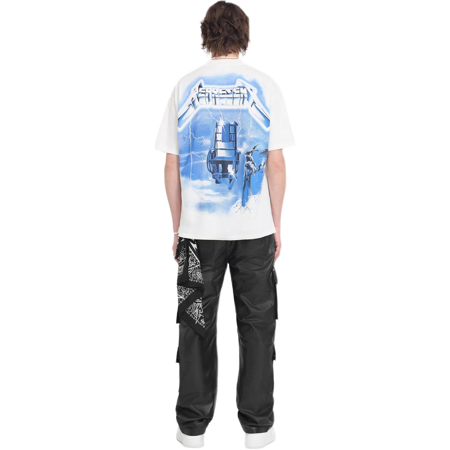 Purchase REPRESENT x Metallica SS24 Baju T-Shirt Putih Cetakan Petir Crewneck MLM4382-072