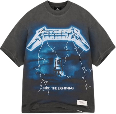 REPRESENT x METALLICA SS24 Lightning Print Grey Crewneck T-Shirt Men. MLM4356-020 Order REPRESENT x METALLICA SS24 Lightning Print Grey Crewneck T-Shirt Men. MLM4356-020