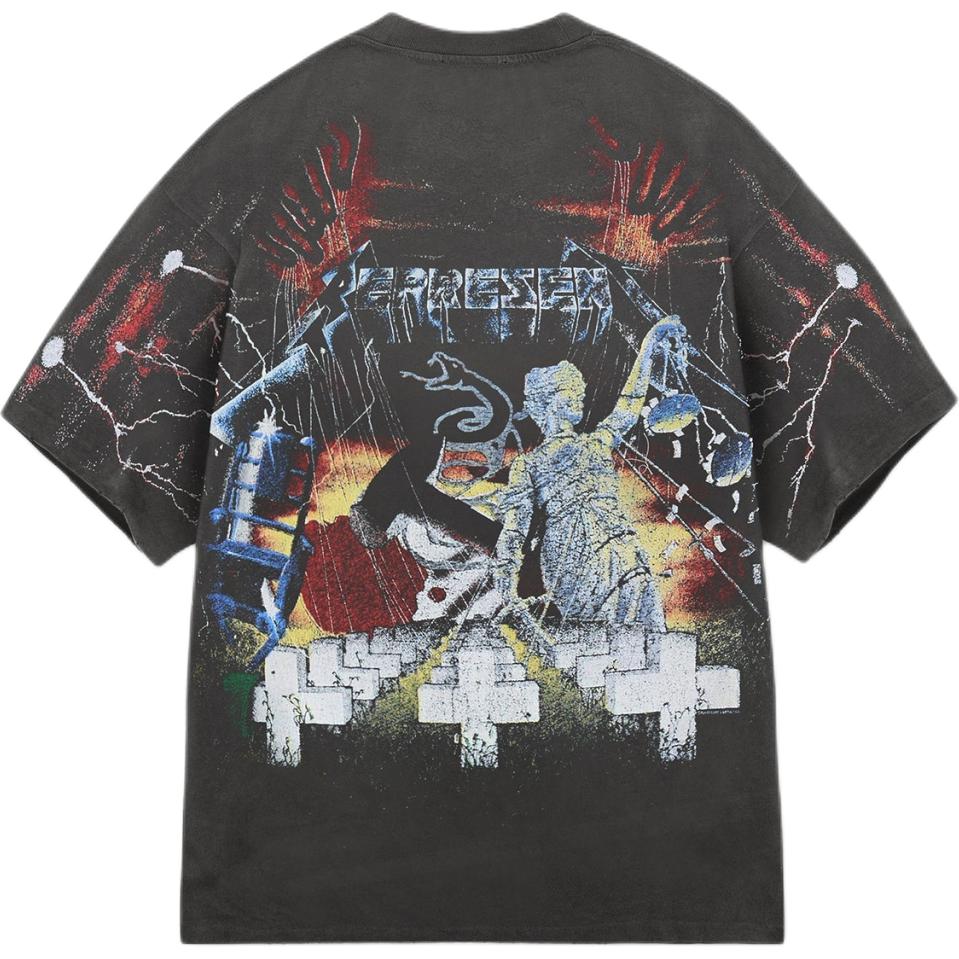 Lookbook REPRESENT x メタリカ SS24 ヴィンテージ グレー グラフィック クルーネック Tシャツ MLM4354-020