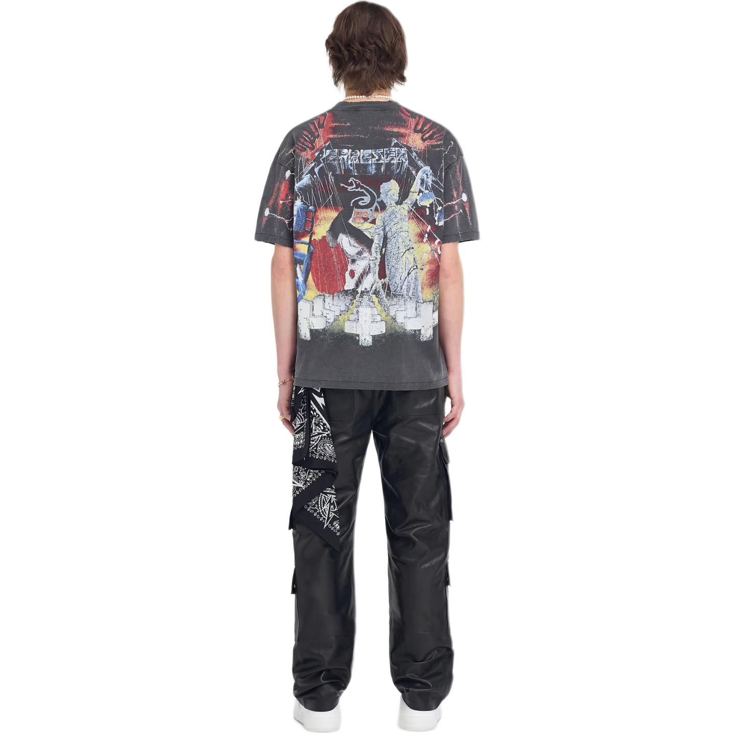 Purchase REPRESENT x メタリカ SS24 ヴィンテージ グレー グラフィック クルーネック Tシャツ MLM4354-020