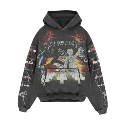 Represent Metallica Vintage Distressed Ribbed Hoodie SS24 Men Retro Gray MLM4374-020