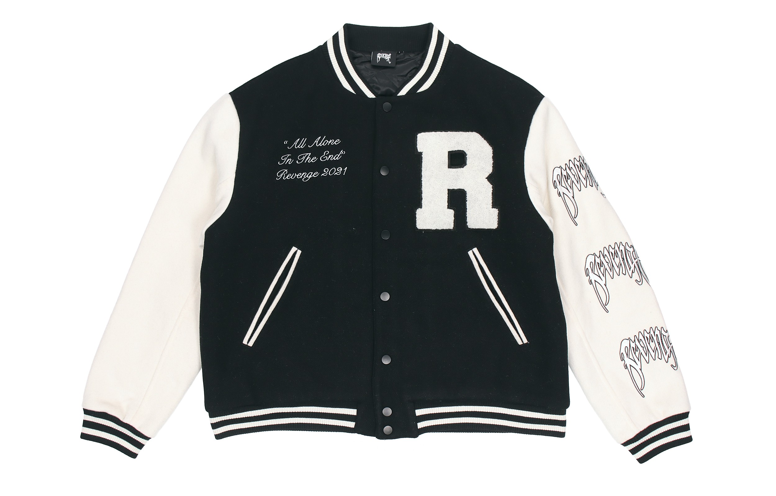 Revenge Bomber Jacket Black Skeleton Graphic Unisex Baseball Jacket REVE-JK010-MIX