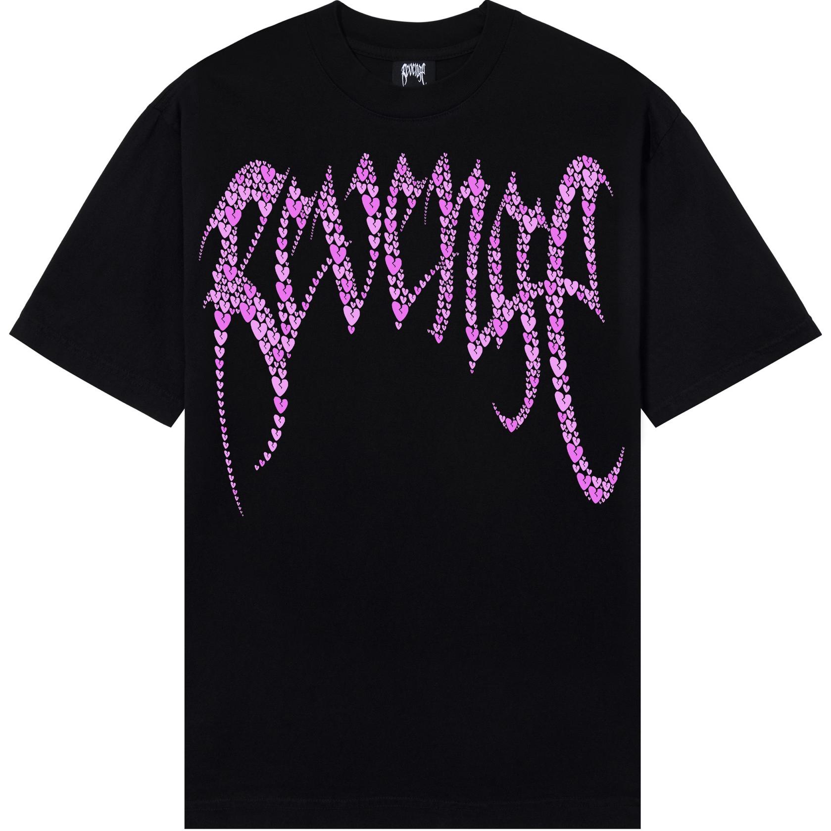Revenge SS24 LOVE IS PAIN Heart Logo Unisex Black Crewneck T-Shirt. RVG-TE000021
