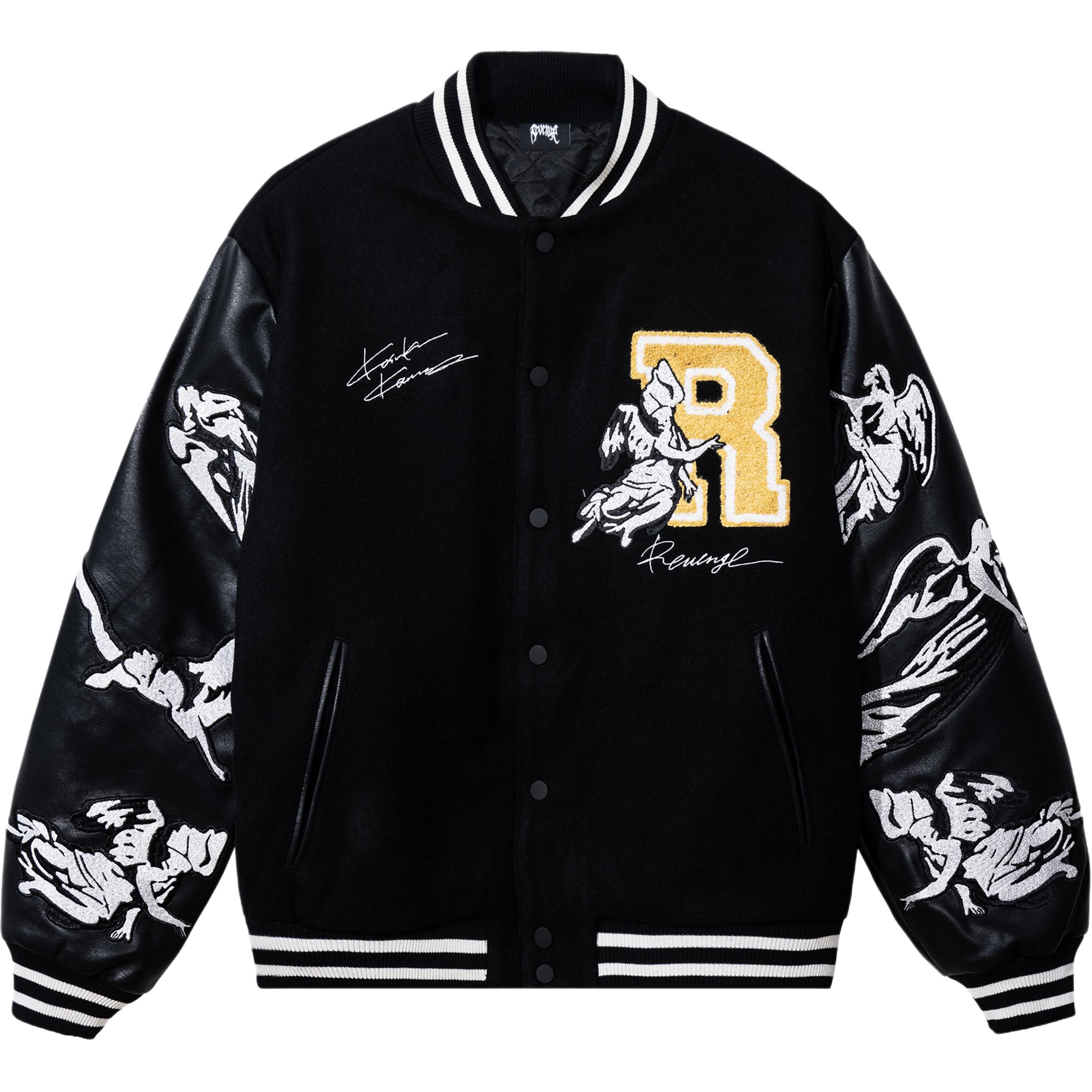 Revenge x Kosuke Kawamura Black Unisex Casual Loose Baseball Jacket. RVG-JK000015
