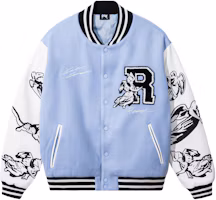 Revenge x Kosuke Kawamura Unisex Light Blue Baseball Jacket Casual Loose Fit RVG-JK000016 Revenge x Kosuke Kawamura Unisex Light Blue Baseball Jacket Casual Loose Fit RVG-JK000016