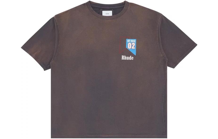 RHUDE  Brown Crewneck Short-Sleeve T-Shirt with Alphanumeric Print PF23TT08012675