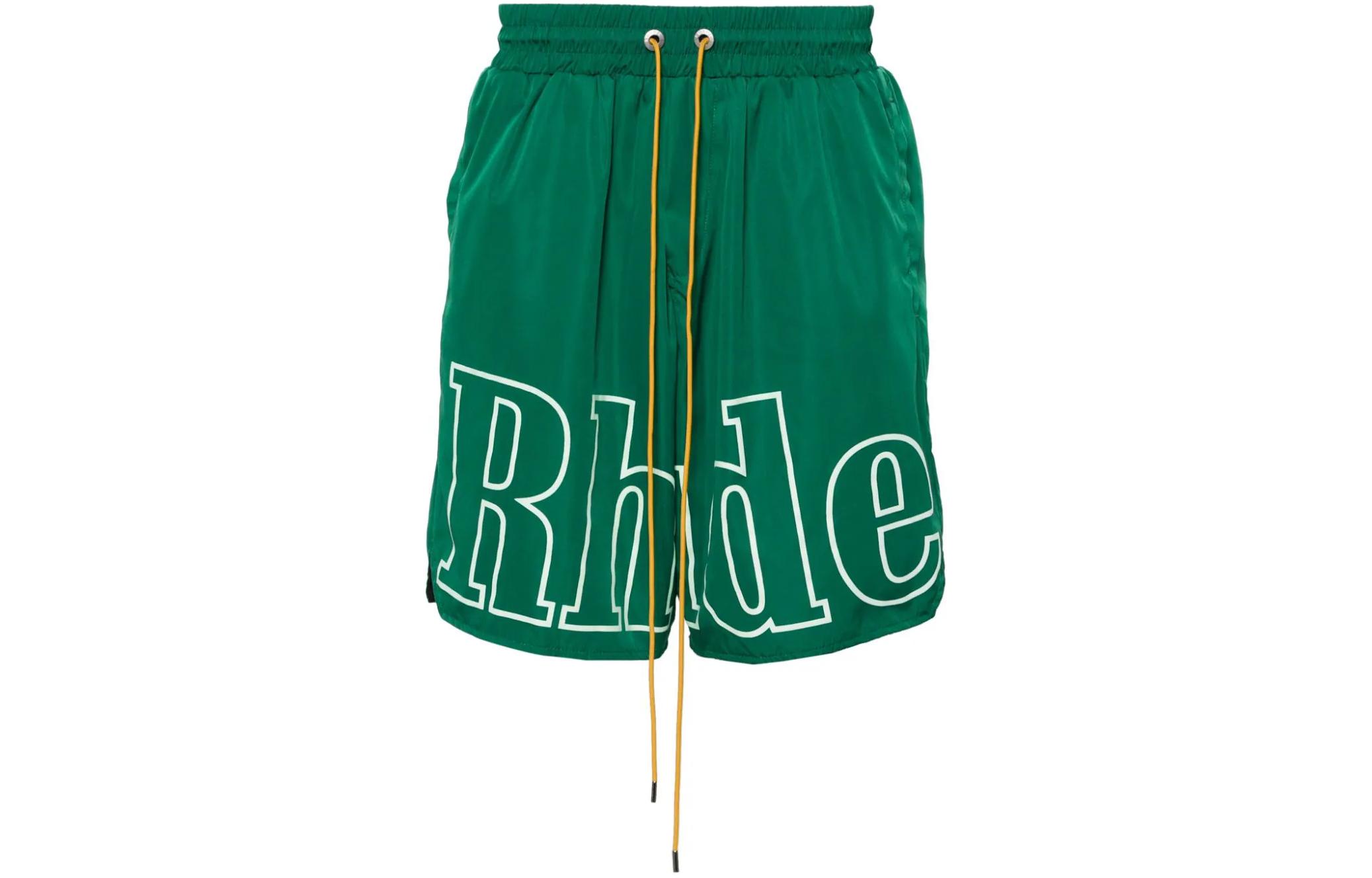 Order RHUDE绿色宽松短裤标志印花抽绳设计。 RHSS24SH128423730373