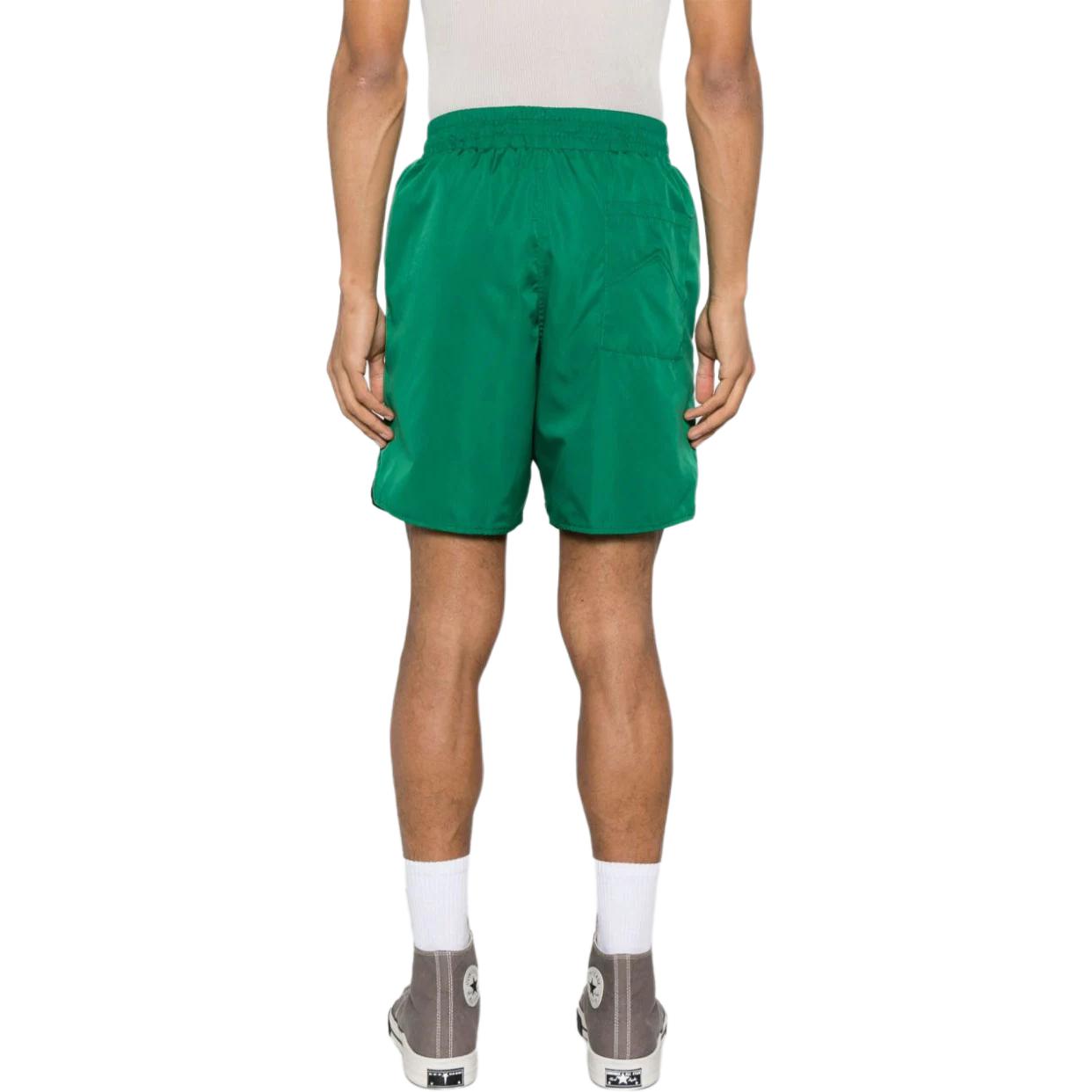 Shop RHUDE绿色宽松短裤标志印花抽绳设计。 RHSS24SH128423730373