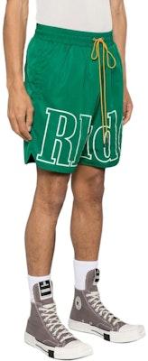 RHUDE绿色宽松短裤标志印花抽绳设计。 RHSS24SH128423730373 Purchase RHUDE绿色宽松短裤标志印花抽绳设计。 RHSS24SH128423730373