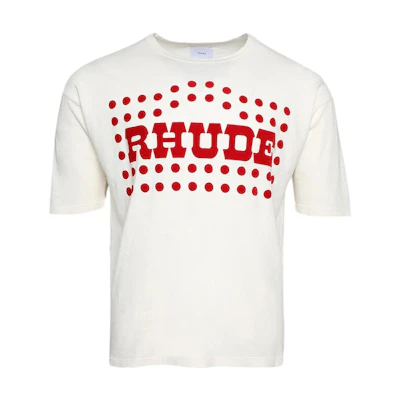 RHUDE White Polka Dot Logo Print Crewneck T-Shirt. RHFW23TT070126-11