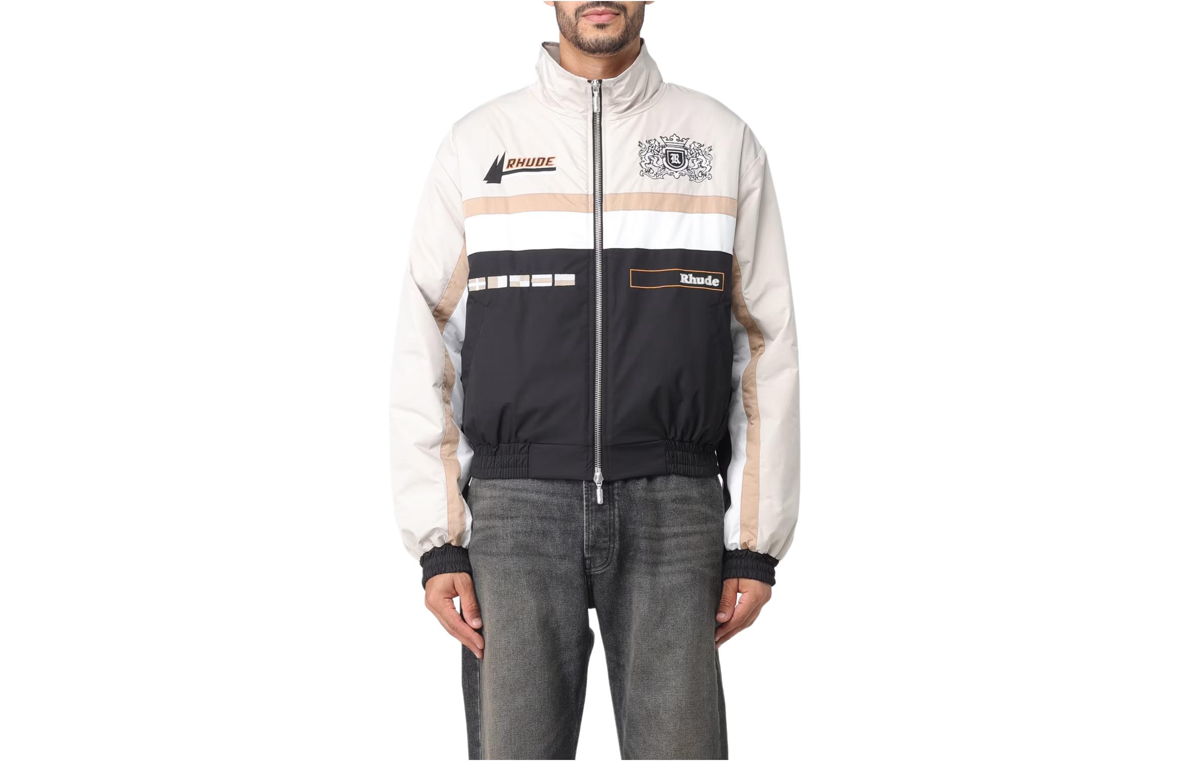 Rhude Beige Letter Logo Zip-Up Embroidered Loose-Fit Jacket RHPF23JA-11160681-1681