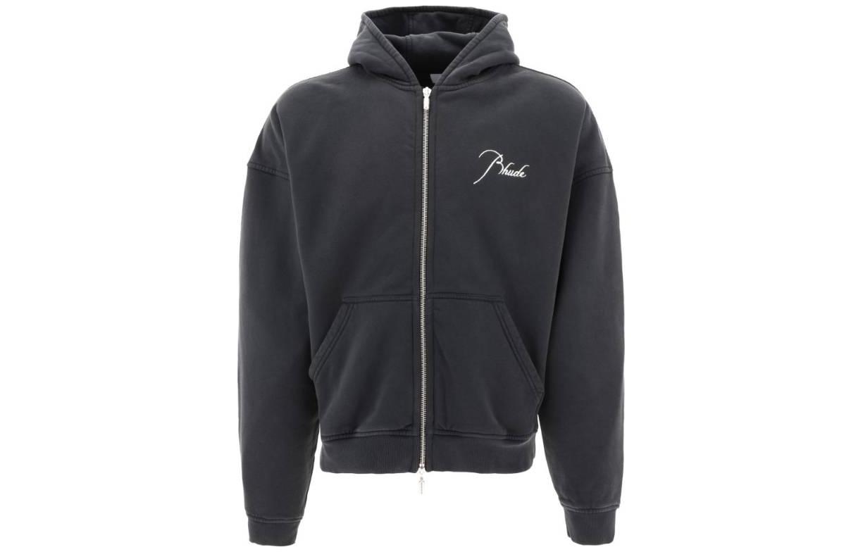 Rhude Black Solid Zip-Up Hoodie Jacket RHSS23HO268261200610