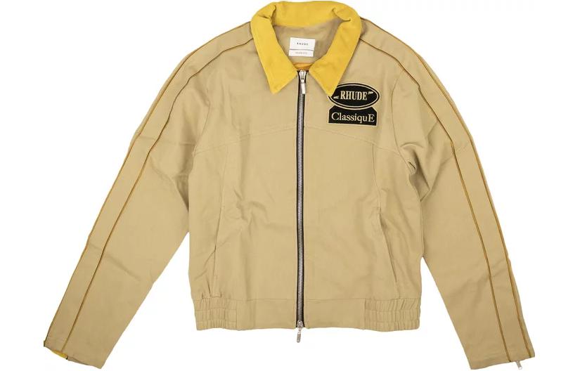 Rhude Brown Zip-Up Collared Jacket with Lettering Design PF22JA07366117