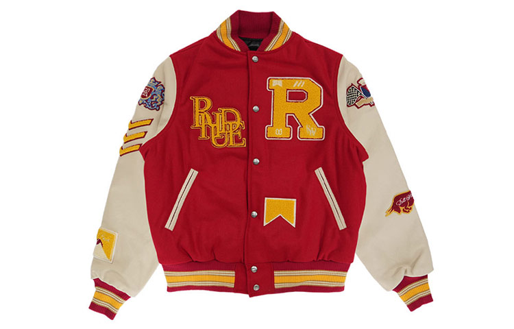 Rhude Bull Market Varsity Letterman Jacket Red RHFW22JA10609045