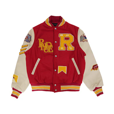 Rhude Bull Market Varsity Letterman Jacket Red RHFW22JA10609045
