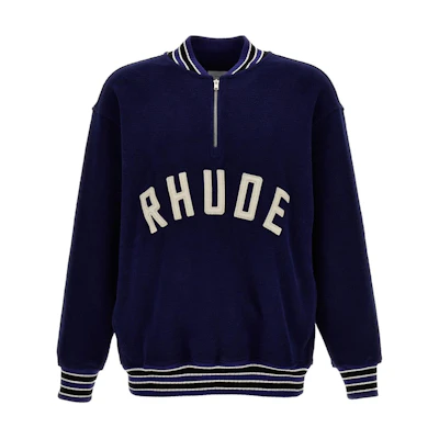 Rhude Embroidered Logo Mock Neck Sweatshirt Blue RHPS24JA121501372137