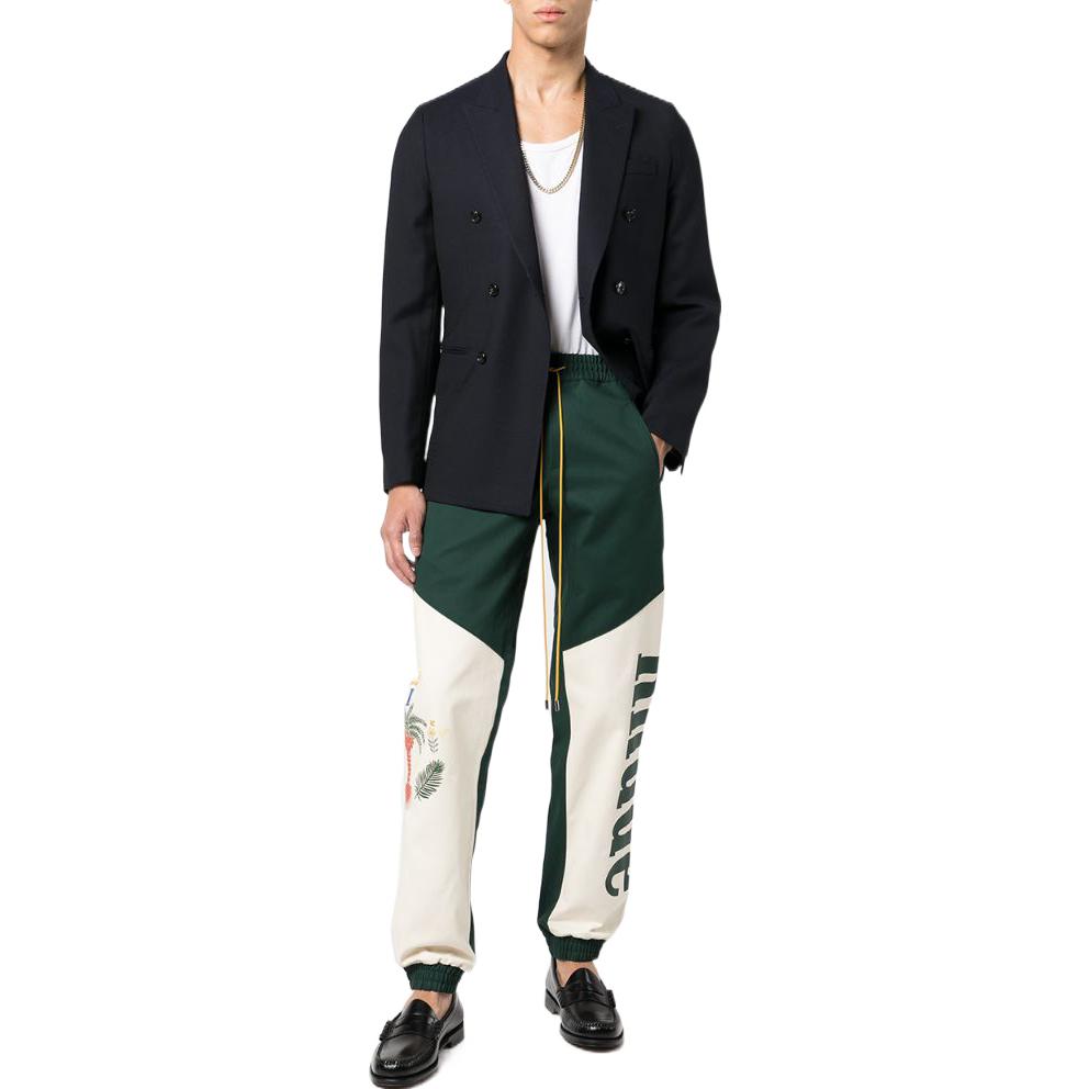 Lookbook Pantalones Jogger Blancos RHUDE Flight SS22 con Elástico para Hombre. RHSS22PA06012615GREEN/CREME