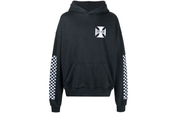 Rhude FW21 Back Logo Print Black Hoodie Jacket RHFW21HO010120372