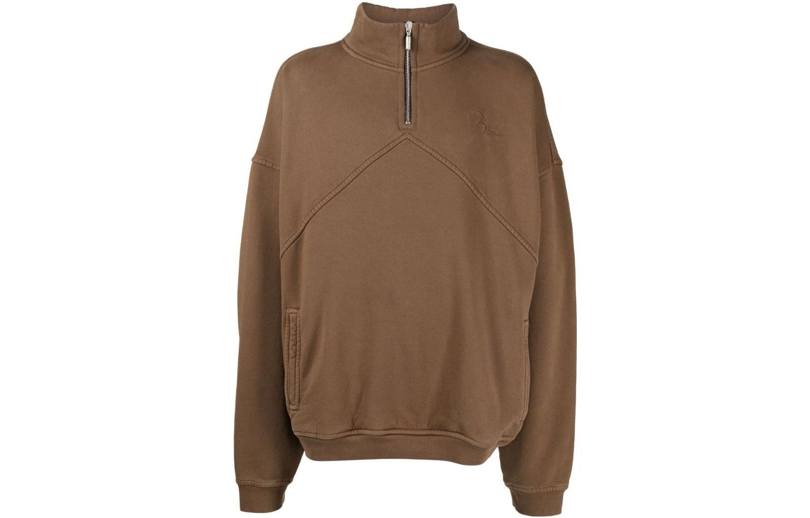 Rhude FW22 Brown Half-Zip High Neck Sweatshirt RHFW22SW06012090