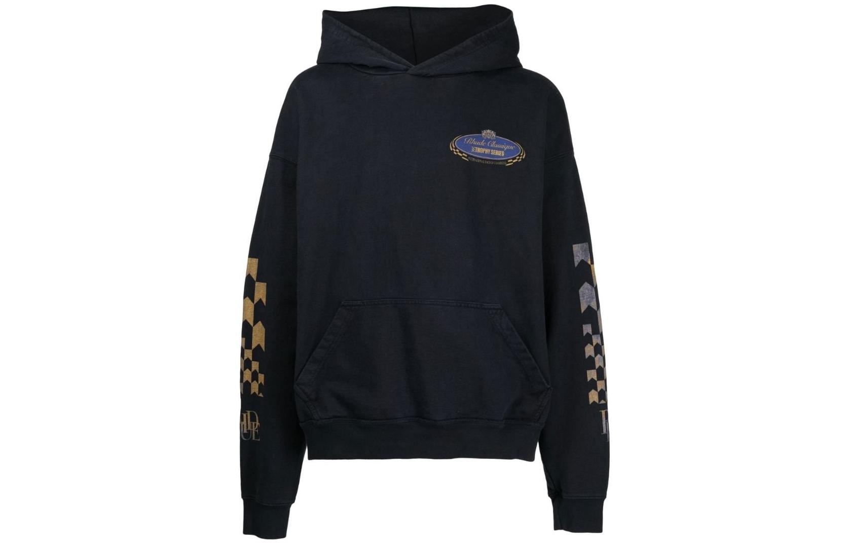 RHUDE FW22 Graphic Print Long Sleeve Hoodie Men’s Black. RHFW22HO07012610