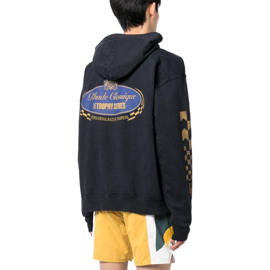 Purchase RHUDE 2022秋冬款图案印花男士黑色长袖连帽衫。 RHFW22HO07012610