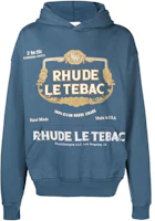 Rhude FW22 Letter Print Hoodie Blue Pullover Sweatshirt RHPF22HO100120809 Rhude FW22 Letter Print Hoodie Blue Pullover Sweatshirt RHPF22HO100120809