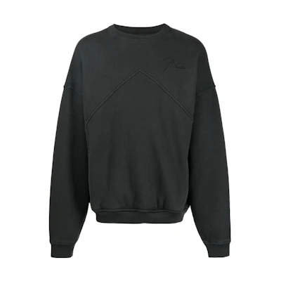 Rhude FW22 Logo Embroidered Crewneck Pullover Jacket Black RHFW22SW05012610VINTAGE