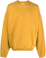 Rhude FW22 Logo Embroidered Crewneck Pullover Long Sleeve Sweatshirt Yellow Men RHFW22SW050121210121 Rhude FW22 Logo Embroidered Crewneck Pullover Long Sleeve Sweatshirt Yellow Men RHFW22SW050121210121