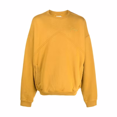 Rhude FW22 Logo Embroidered Crewneck Pullover Long Sleeve Sweatshirt Yellow Men RHFW22SW050121210121