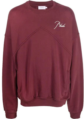 Rhude FW22 刺繡Logo寬鬆版圓領長袖上衣 紅色 RHPF22SW010128000800 Buy Rhude FW22 刺繡Logo寬鬆版圓領長袖上衣 紅色 RHPF22SW010128000800