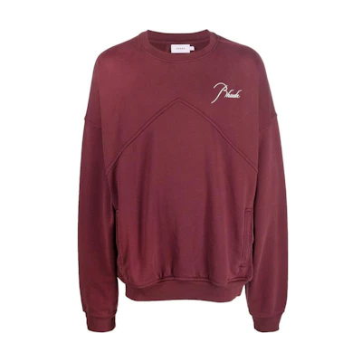 Rhude FW22 Logo Embroidered Oversized Crewneck Sweatshirt Red RHPF22SW010128000800