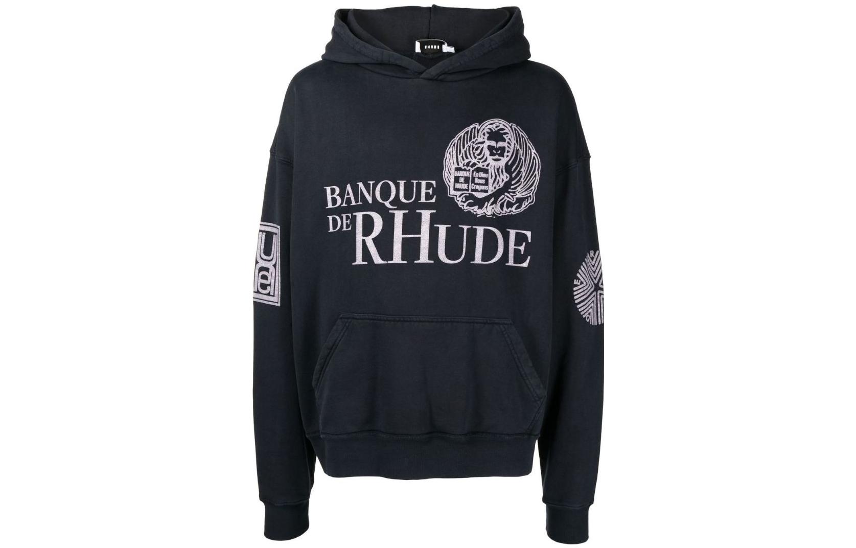 Rhude FW22 Logo Graphic Hoodie Black Long Sleeve RHFW22HO01012610
