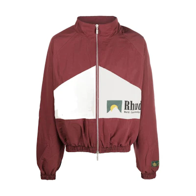 Rhude FW22 Logo Patchwork Bomber Jacket Brown Red RHPF22JA10367482