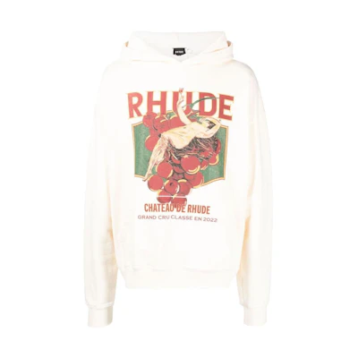 Rhude FW22 Logo Printed Pullover Hoodie Natural Color RHFW22HO02012611VINTAGE