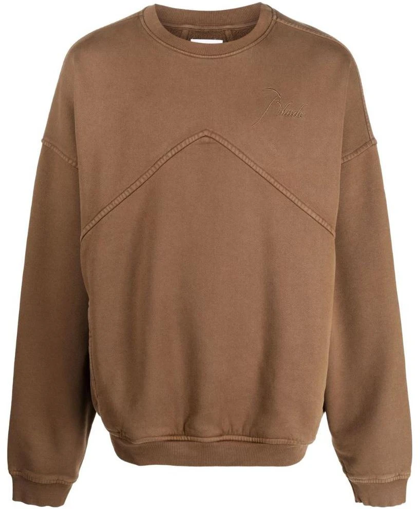 rhude-fw-22-solid-color-logo-embroidered-crewneck-sweatshirt-brown-rhfw-22-sw-05012090