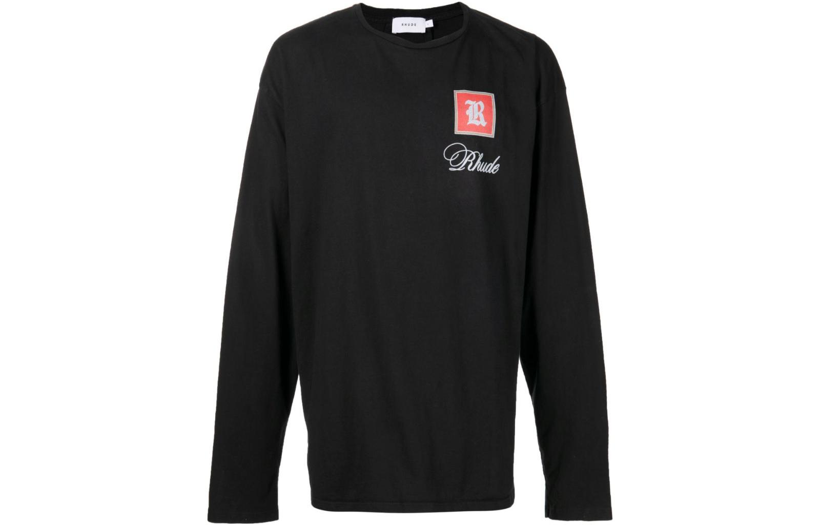 Rhude FW22 Solid Color Logo Print Long Sleeve Sweatshirt Black RHSS22SW10012610610
