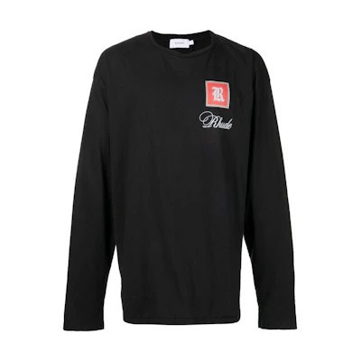 Rhude FW22 Solid Color Logo Print Long Sleeve Sweatshirt Black RHSS22SW10012610610