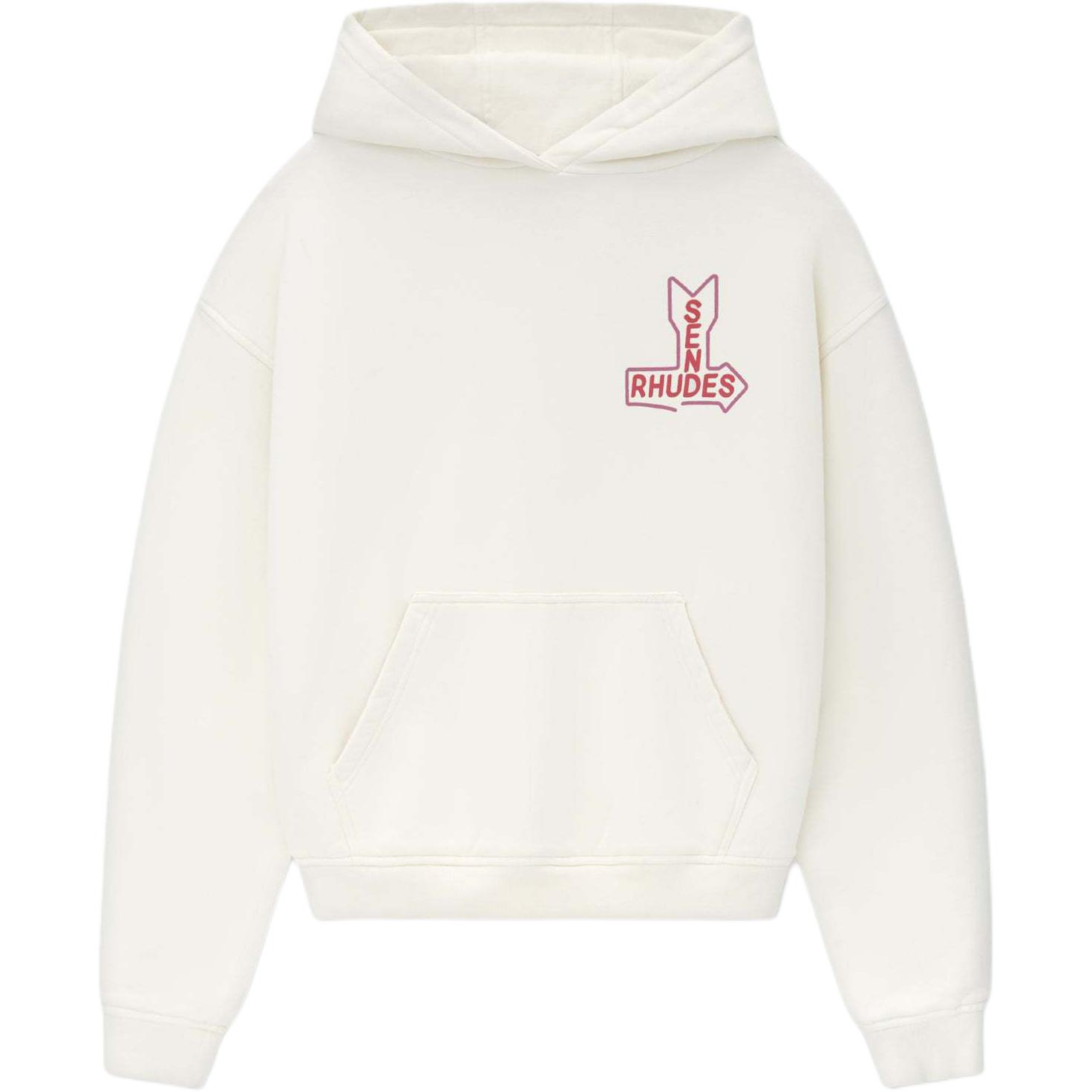 Rhude FW24 Early Autumn Oversized Hoodie Men Vintage White Pullover RHPF24HO16012-VTW