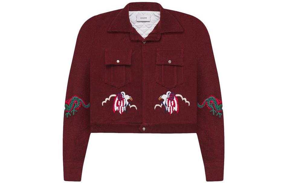 Rhude Geometric Pattern Short-Cropped Jacket Red Unisex Long Sleeve FW20JA00000033