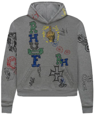 ルード グラフィティ フーディー ユニセックス グレー - プレミアムコットン スウェット RHFW20HO00000002 Buy ルード グラフィティ フーディー ユニセックス グレー - プレミアムコットン スウェット RHFW20HO00000002