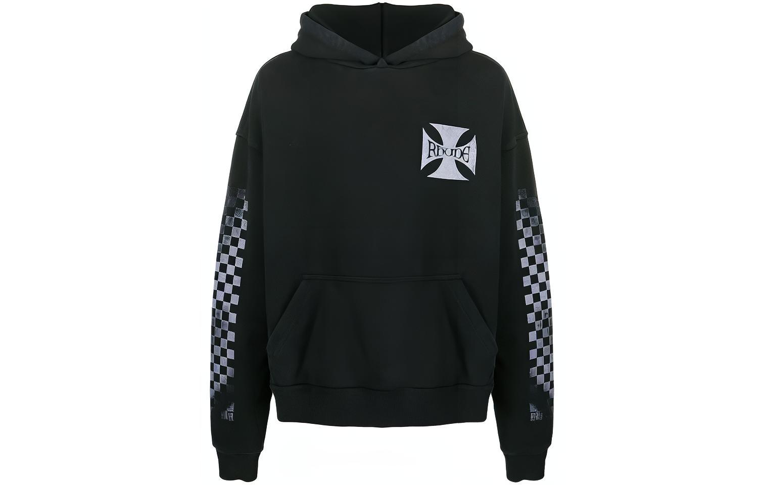 Rhude Graphic Print Black Hoodie Casual Style RHU08PF20022