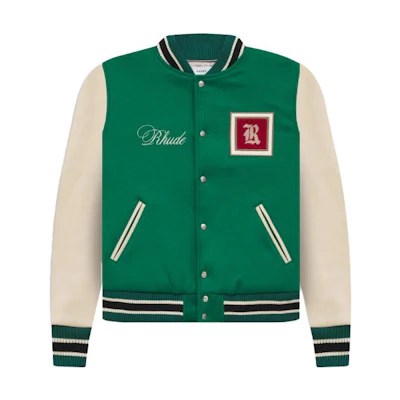 Rhude Green Colorblock Embroidered Jacket with Stand Collar RHPF22JA06365803