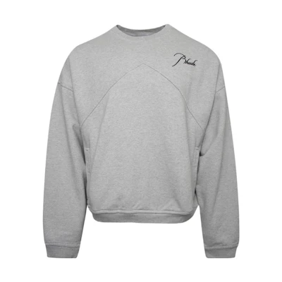 Rhude Grey Crewneck Letter Print Long Sleeve Pullover Sweatshirt RHFW22SW05012142