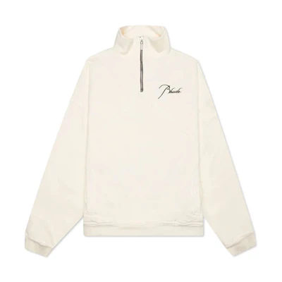 Rhude Half-Zip Logo Print Pullover Sweatshirt White RHPS21SW00000006