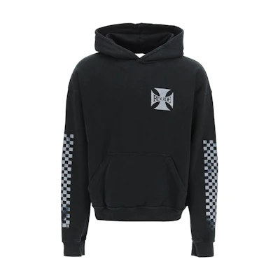 RHUDE Letter Checkered Pullover Hoodie Men’s Black RHFW21HO01012372