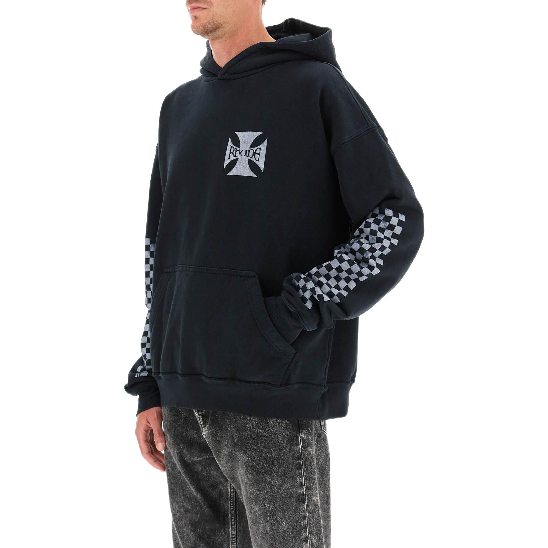 Purchase RHUDE 字母格纹男士连帽卫衣 黑色 RHFW21HO01012372